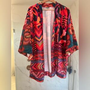Farm Rio Red Abstract Patches kimono - Rare find!!*